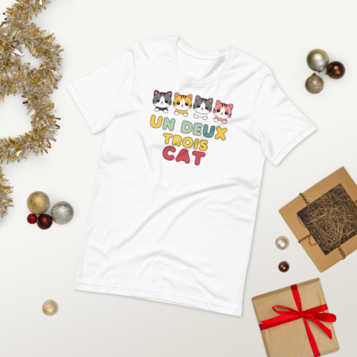 Adorable Kawaii Cats Graphic Tee - "Un Deux Trois Cat" Cute French Cat T-Shirt - Fun Cat Lover's Shirt - Image 4