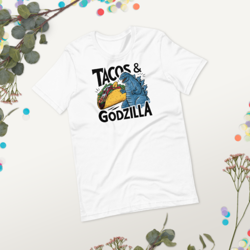 Funny Taco and Godzilla Graphic Tee - Tacos and Godzilla Shirt - Image 12