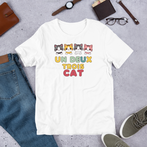 Adorable Kawaii Cats Graphic Tee - "Un Deux Trois Cat" Cute French Cat T-Shirt - Fun Cat Lover's Shirt - Image 19