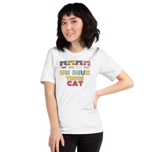 Adorable Kawaii Cats Graphic Tee - "Un Deux Trois Cat" Cute French Cat T-Shirt - Fun Cat Lover's Shirt - Image 17