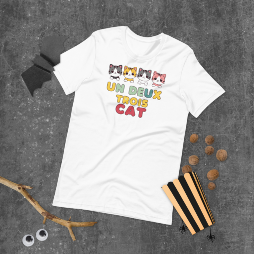 Adorable Kawaii Cats Graphic Tee - "Un Deux Trois Cat" Cute French Cat T-Shirt - Fun Cat Lover's Shirt - Image 5