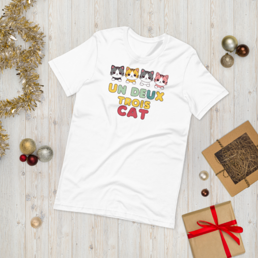Adorable Kawaii Cats Graphic Tee - "Un Deux Trois Cat" Cute French Cat T-Shirt - Fun Cat Lover's Shirt - Image 3
