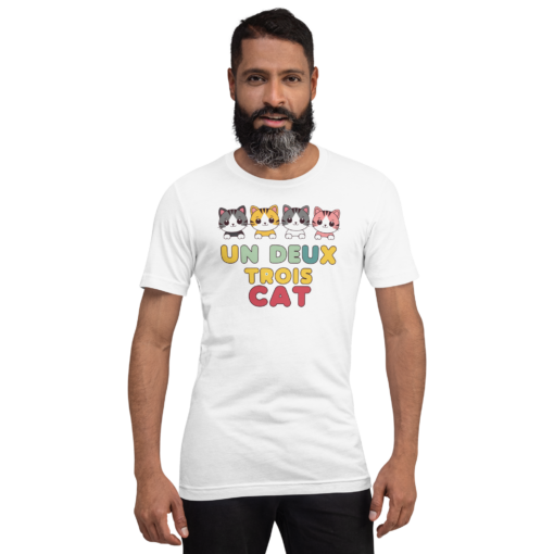 Adorable Kawaii Cats Graphic Tee - "Un Deux Trois Cat" Cute French Cat T-Shirt - Fun Cat Lover's Shirt - Image 9