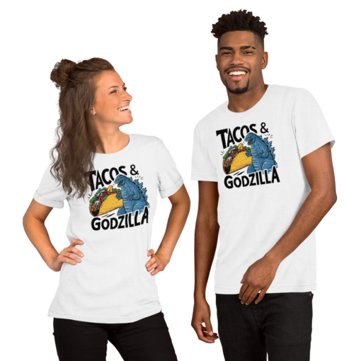 Funny Taco and Godzilla Graphic Tee - Tacos and Godzilla Shirt - Image 27