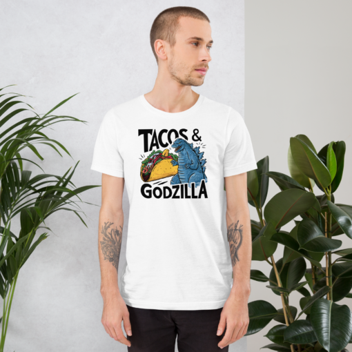 Funny Taco and Godzilla Graphic Tee - Tacos and Godzilla Shirt - Image 15