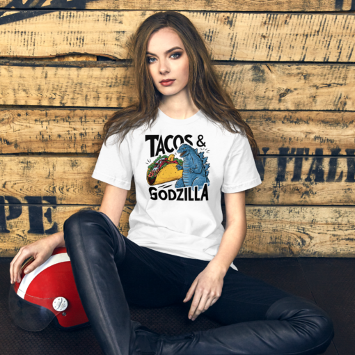 Funny Taco and Godzilla Graphic Tee - Tacos and Godzilla Shirt - Image 10