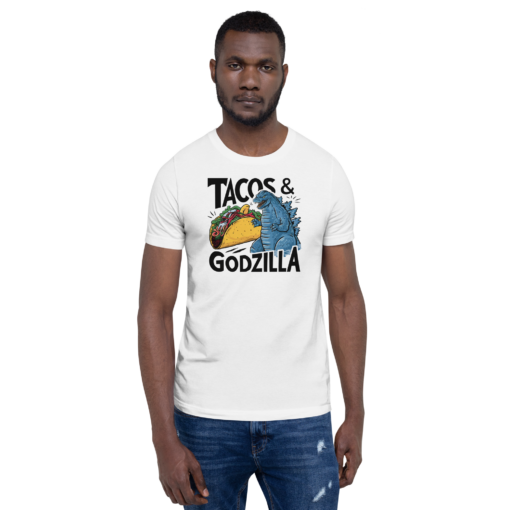 Funny Taco and Godzilla Graphic Tee - Tacos and Godzilla Shirt - Image 19