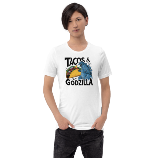 Funny Taco and Godzilla Graphic Tee - Tacos and Godzilla Shirt - Image 17