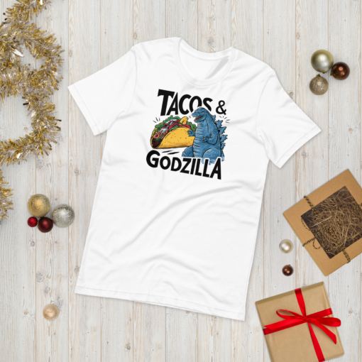 Funny Taco and Godzilla Graphic Tee - Tacos and Godzilla Shirt - Image 8