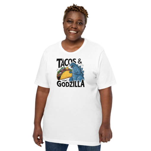 Funny Taco and Godzilla Graphic Tee - Tacos and Godzilla Shirt - Image 14