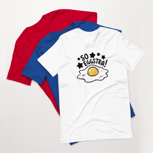 So Eggstra!" Egg Print Unisex Graphic Tee - Fun Eggcellent Shirt for Everyone - Image 2
