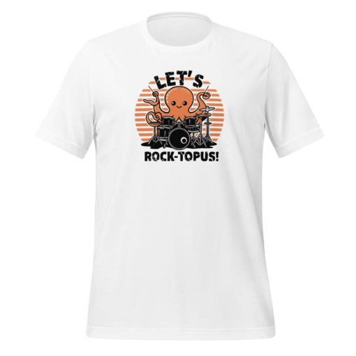 Let's Rocktopus Kawaii Octopus Drummer Graphic Tee - Musical Ocean Shirt - Image 4