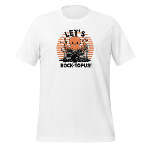 Let's Rocktopus Kawaii Octopus Drummer Graphic Tee - Musical Ocean Shirt