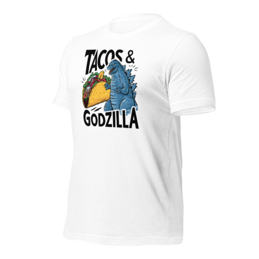 Funny Taco and Godzilla Graphic Tee - Tacos and Godzilla Shirt - Image 5