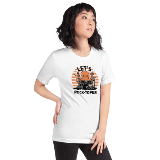 Let's Rocktopus Kawaii Octopus Drummer Graphic Tee - Musical Ocean Shirt - Image 7