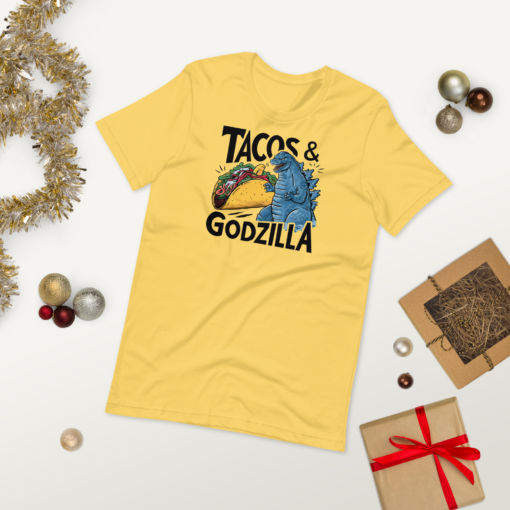 Funny Taco and Godzilla Graphic Tee - Tacos and Godzilla Shirt - Image 29