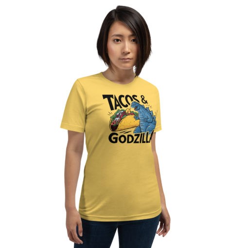Funny Taco and Godzilla Graphic Tee - Tacos and Godzilla Shirt - Image 39