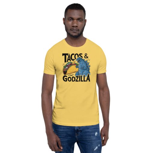 Funny Taco and Godzilla Graphic Tee - Tacos and Godzilla Shirt - Image 37