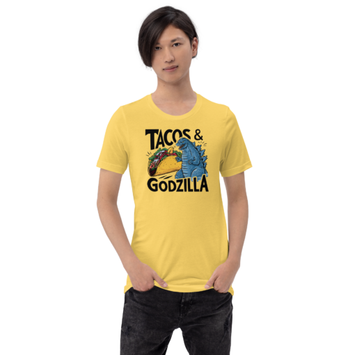 Funny Taco and Godzilla Graphic Tee - Tacos and Godzilla Shirt - Image 34