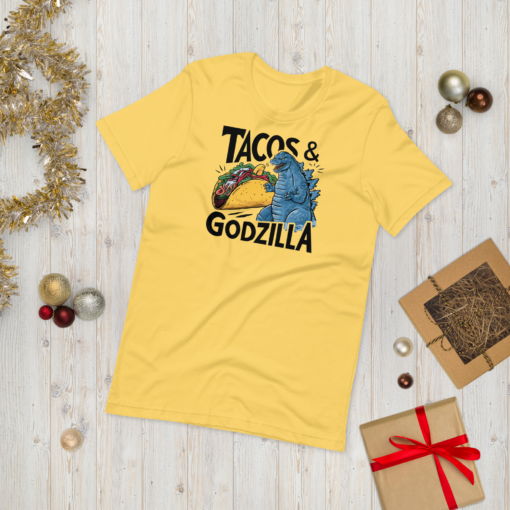 Funny Taco and Godzilla Graphic Tee - Tacos and Godzilla Shirt - Image 20