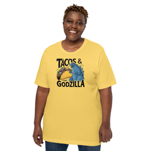 Funny Taco and Godzilla Graphic Tee - Tacos and Godzilla Shirt - Image 32