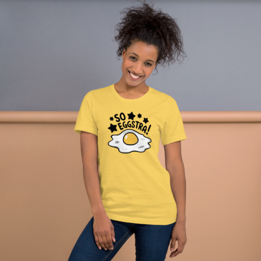 So Eggstra!" Egg Print Unisex Graphic Tee - Fun Eggcellent Shirt for Everyone - Image 14
