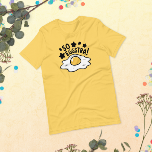 So Eggstra!" Egg Print Unisex Graphic Tee - Fun Eggcellent Shirt for Everyone - Image 13