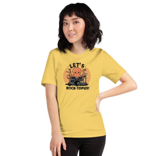 Let's Rocktopus Kawaii Octopus Drummer Graphic Tee - Musical Ocean Shirt - Image 28