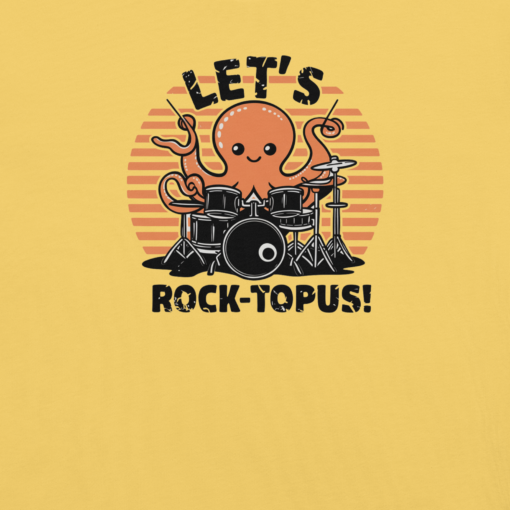Let's Rocktopus Kawaii Octopus Drummer Graphic Tee - Musical Ocean Shirt - Image 11