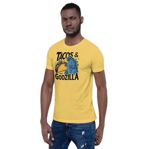 Funny Taco and Godzilla Graphic Tee - Tacos and Godzilla Shirt - Image 35