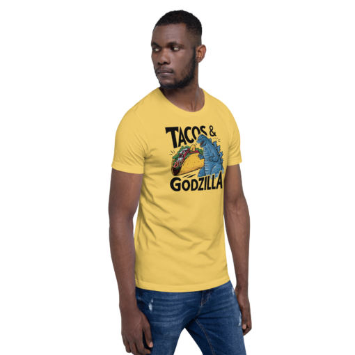 Funny Taco and Godzilla Graphic Tee - Tacos and Godzilla Shirt - Image 36